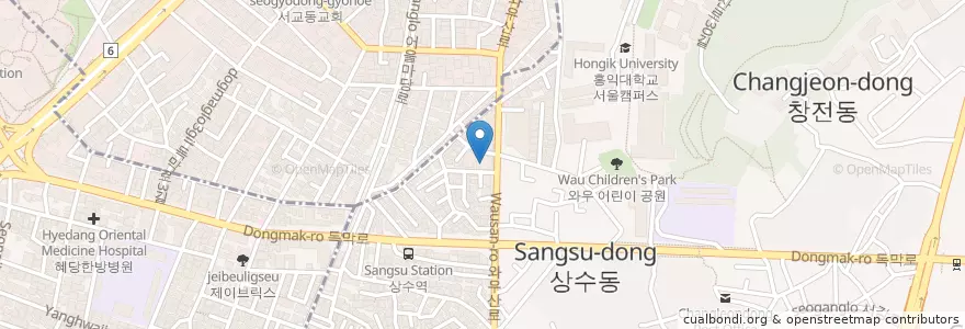 Mapa de ubicacion de 유료민영주차장 en Zuid-Korea, Seoel, 마포구, 서강동.