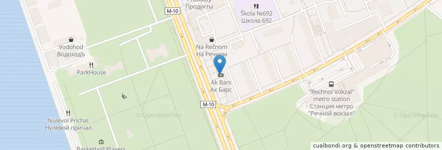 Mapa de ubicacion de Ак Барс en Russie, District Fédéral Central, Moscou, Северный Административный Округ, Район Левобережный.