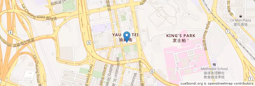 Mapa de ubicacion de 美都餐室 Mido Cafe en 中国, 广东省, 香港 Hong Kong, 九龍 Kowloon, 新界 New Territories, 油尖旺區 Yau Tsim Mong District.