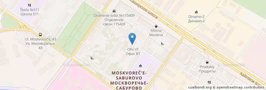 Mapa de ubicacion de Офис ВТ en Rusia, Distrito Federal Central, Москва, Южный Административный Округ, Район Москворечье-Сабурово.