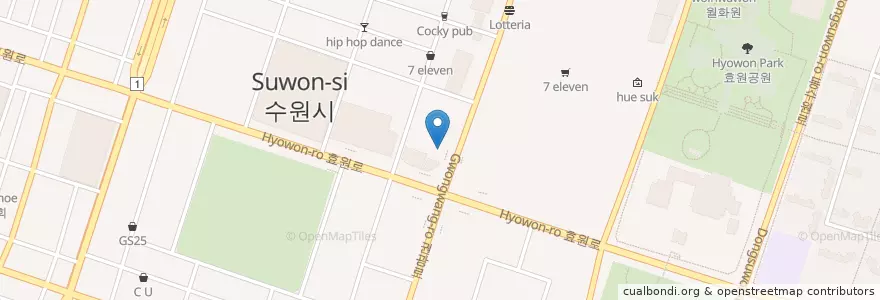Mapa de ubicacion de Burger King en 대한민국, 경기도, 수원시, 팔달구.