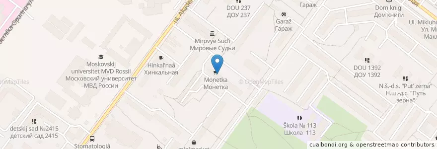 Mapa de ubicacion de Будь здоров! en Russia, Central Federal District, Moscow, South-Western Administrative Okrug, Konkovo District.