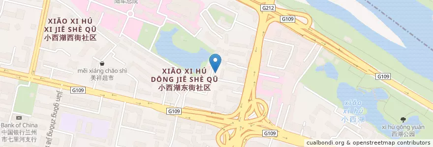 Mapa de ubicacion de 汽车西站 en 중국, 간쑤성, 兰州市 (Lanzhou), 七里河区, 西湖街道.