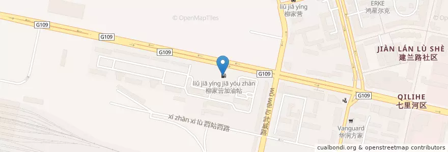 Mapa de ubicacion de 柳家营加油站 en 中国, 甘肃省, 兰州市 (Lanzhou), 七里河区, 西站街道.