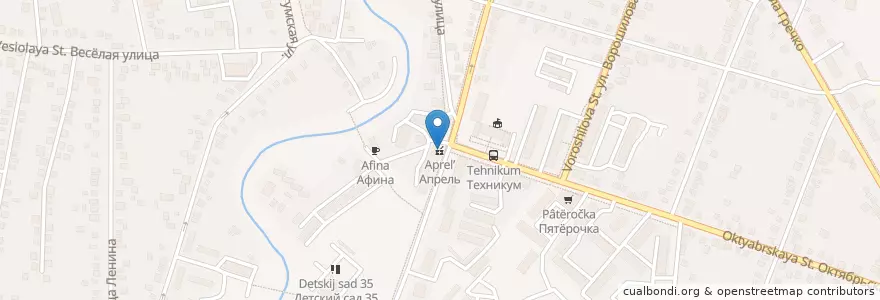 Mapa de ubicacion de Апрель en Russland, Föderationskreis Südrussland, Region Krasnodar, Rajon Krymsk, Крымское Городское Поселение.