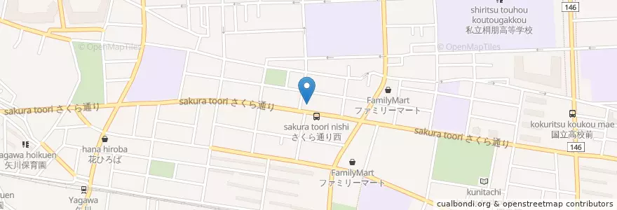 Mapa de ubicacion de 味の民芸 en Япония, Токио, Кунитати.