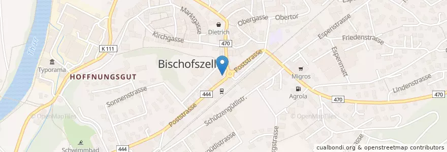 Mapa de ubicacion de Post und Pöstli-Bar en スイス, Thurgau, Bezirk Weinfelden, Bischofszell.