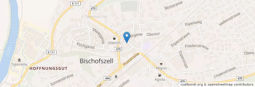 Mapa de ubicacion de Appetito Snack-Bar en سوئیس, Thurgau, Bezirk Weinfelden, Bischofszell.