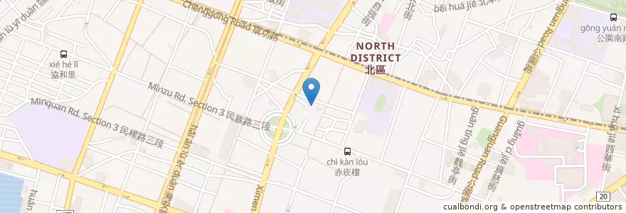 Mapa de ubicacion de 赤崁璽樓 en Taiwan, 臺南市, 中西區.