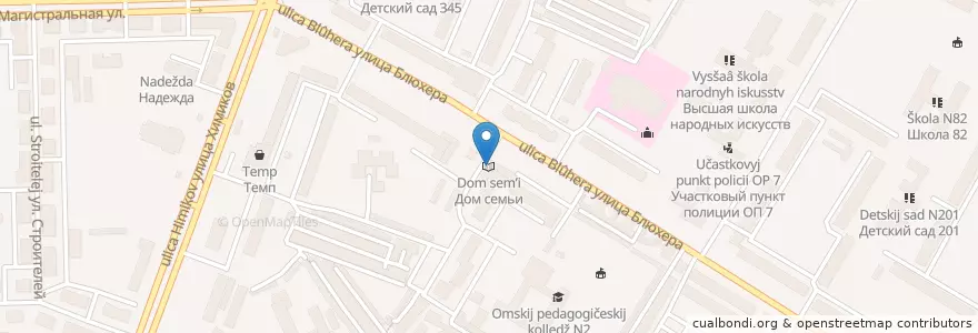 Mapa de ubicacion de Дом семьи en ロシア, シベリア連邦管区, オムスク州, オムスク地区, オムスク管区.
