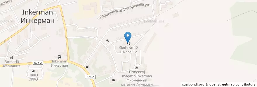 Mapa de ubicacion de Школа No 12 en Rusland, Zuidelijk Federaal District, Sebastopol, Севастополь, Балаклавский Район, Инкерман.