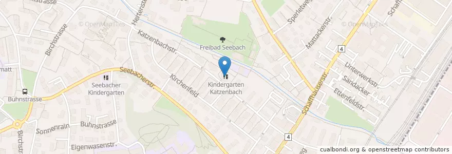 Mapa de ubicacion de Kindergarten Katzenbach I + II en Switzerland, Zürich, Bezirk Zürich, Zürich.