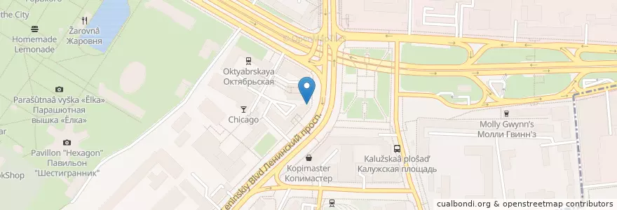 Mapa de ubicacion de Шоколадница en Rusland, Centraal Federaal District, Moskou, Центральный Административный Округ, Район Якиманка.