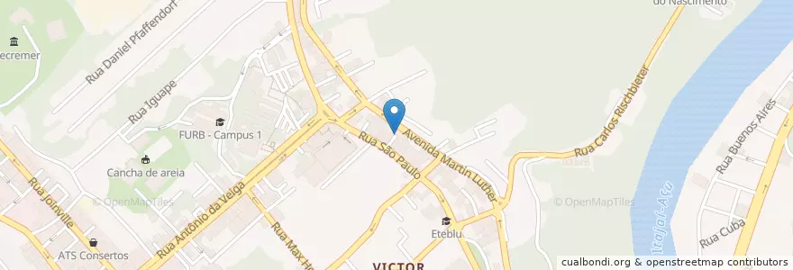 Mapa de ubicacion de Clube da Sinuca en Brezilya, Güney Bölgesi, Santa Catarina, Região Geográfica Intermediária De Blumenau, Microrregião De Blumenau, Blumenau.