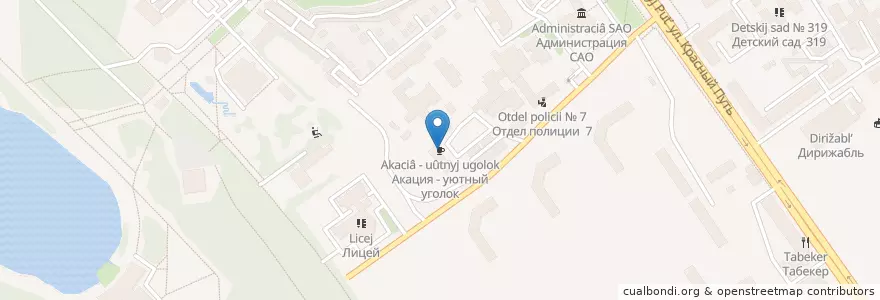 Mapa de ubicacion de Акация - уютный уголок en ロシア, シベリア連邦管区, オムスク州, オムスク地区, オムスク管区.