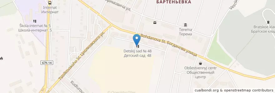 Mapa de ubicacion de Детский сад № 48 en Russland, Föderationskreis Südrussland, Sewastopol, Sewastopol, Rajon Nachimow, Bezirk Nachimow.