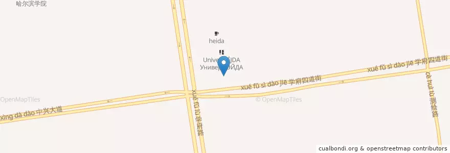 Mapa de ubicacion de Университет (Хэйда) en Chine, Heilongjiang, District De Nangang, 哈西街道办事处.