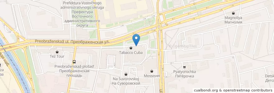 Mapa de ubicacion de Coffeeport en Russie, District Fédéral Central, Moscou, Восточный Административный Округ, Район Преображенское.