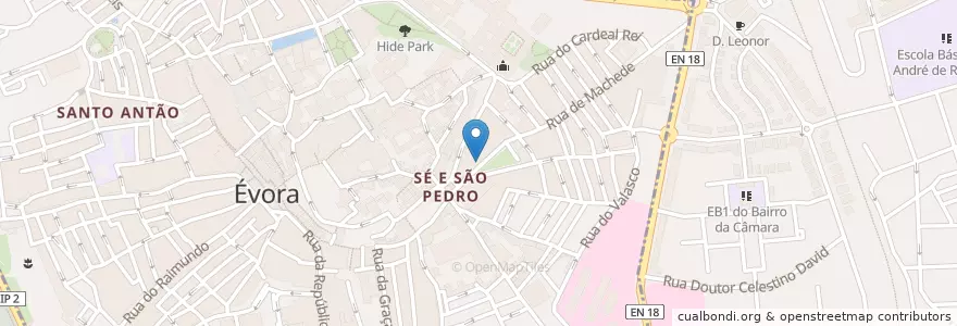 Mapa de ubicacion de Merendinha en Португалия, Алентежу, Алентежу-Сентрал, Évora, Évora, Bacelo E Senhora Da Saúde, Évora.