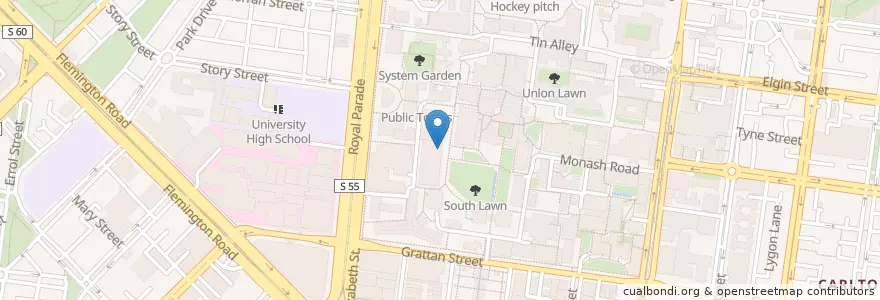 Mapa de ubicacion de Professors Walk en Australië, Victoria, City Of Melbourne.
