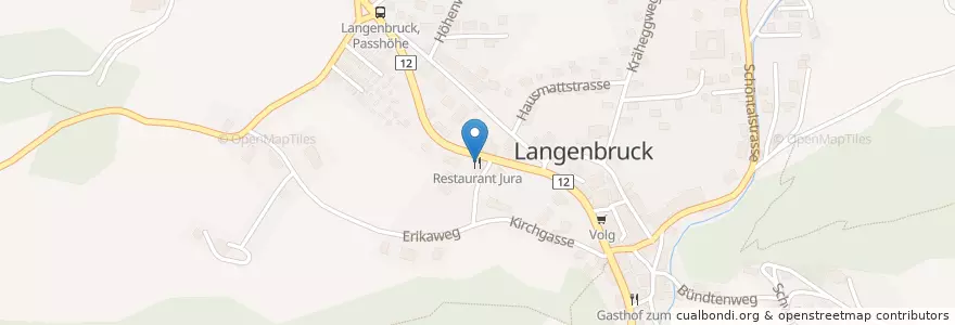Mapa de ubicacion de Restaurant Jura en Switzerland, Basel-Landschaft, Bezirk Waldenburg, Langenbruck.