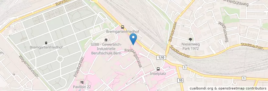 Mapa de ubicacion de UPD Kriseninterventionszentrum KIZ en Switzerland, Bern/Berne, Verwaltungsregion Bern-Mittelland, Verwaltungskreis Bern-Mittelland, Bern.