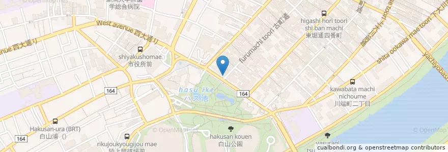 Mapa de ubicacion de パディントン珈琲店 en اليابان, 新潟県, 新潟市, 中央区.