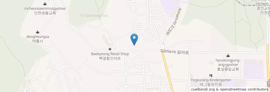 Mapa de ubicacion de 효성1동 en كوريا الجنوبية, إنتشون, 계양구, 효성2동, 효성1동.