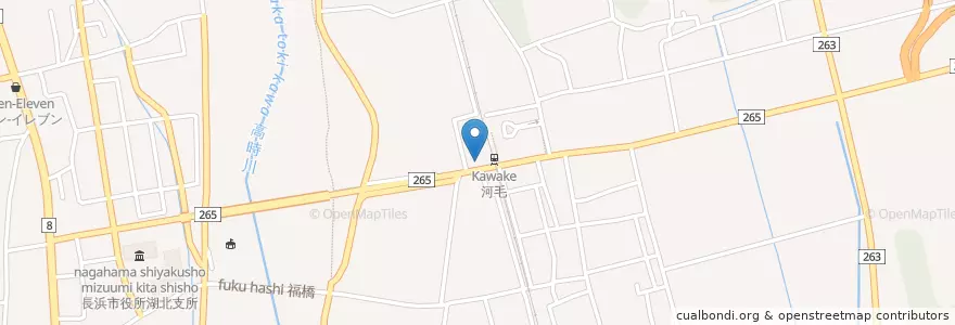 Mapa de ubicacion de 河毛駅西駐車場 en اليابان, شيغا, 長浜市.