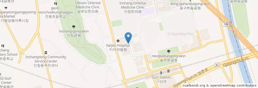 Mapa de ubicacion de 東雨辣章魚 仁昌洞 en كوريا الجنوبية, 경기도, 구리시.