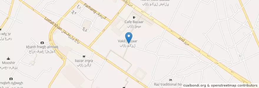 Mapa de ubicacion de سرای مهر en İran, Fars Eyaleti, شهرستان شیراز, بخش مرکزی, شیراز.