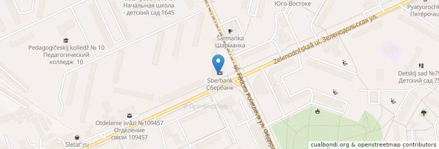Mapa de ubicacion de Сбербанк en Russia, Distretto Federale Centrale, Москва, Юго-Восточный Административный Округ, Рязанский Район, Район Кузьминки.