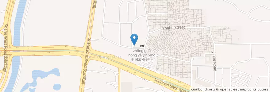 Mapa de ubicacion de 中国建设银行 en 中国, 广东省, 深圳市, 南山区, 沙河街道.