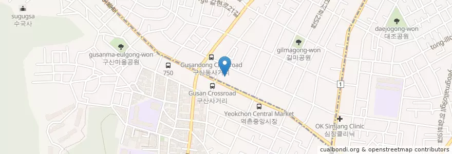 Mapa de ubicacion de KB국민은행 역촌동지점 en Korea Selatan, 서울, 은평구, 구산동, 갈현2동.
