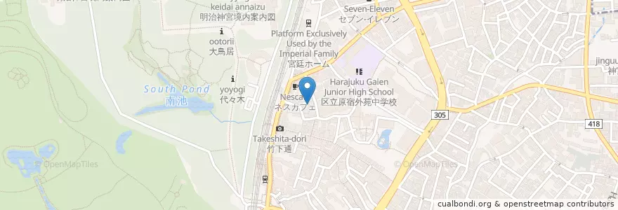 Mapa de ubicacion de La Pausa Italian Restaurant en ژاپن, 東京都, 渋谷区.