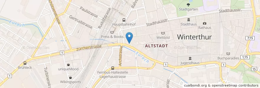 Mapa de ubicacion de Tiffany en Schweiz/Suisse/Svizzera/Svizra, Zürich, Bezirk Winterthur, Winterthur.