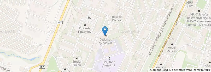Mapa de ubicacion de Дипломат en Russie, District Fédéral Central, Oblast De Vladimir, Городской Округ Владимир.