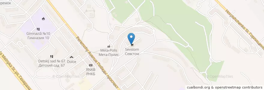 Mapa de ubicacion de Севстом en Russie, District Fédéral Du Sud, Sébastopol, Севастополь, Нахимовский Район, Нахимовский Округ.