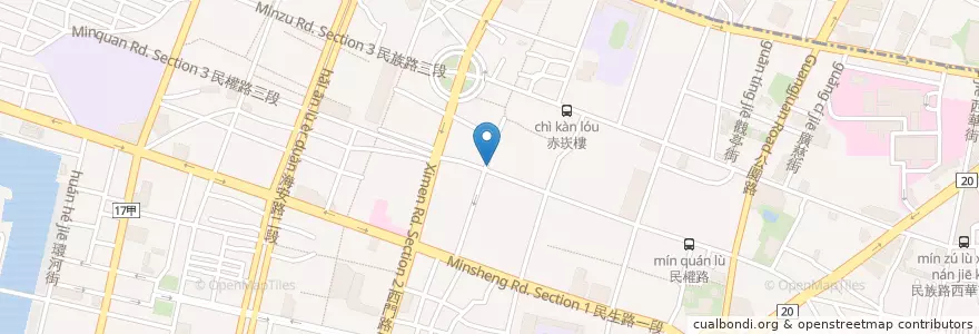 Mapa de ubicacion de 道南館 en Taiwan, 臺南市, 中西區.