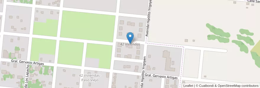 Mapa de ubicacion de 42 Viviendas en アルゼンチン, ミシオネス州, Departamento Candelaria, Municipio De Candelaria, Candelaria.