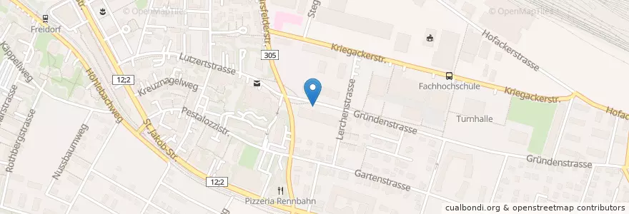 Mapa de ubicacion de FOS Muttenz en Svizzera, Basilea Campagna, Bezirk Arlesheim, Muttenz.