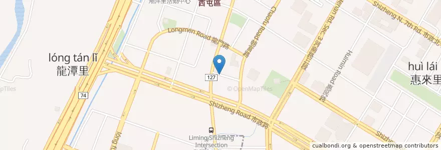 Mapa de ubicacion de 黑貓月亮．咖啡館 en تایوان, تایچونگ, 西屯區.