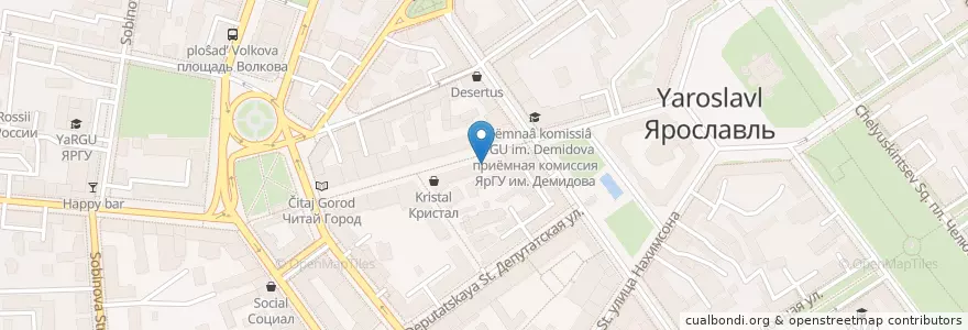 Mapa de ubicacion de Дом актера en Rusia, Distrito Federal Central, Óblast De Yaroslavl, Ярославский Район, Городской Округ Ярославль.