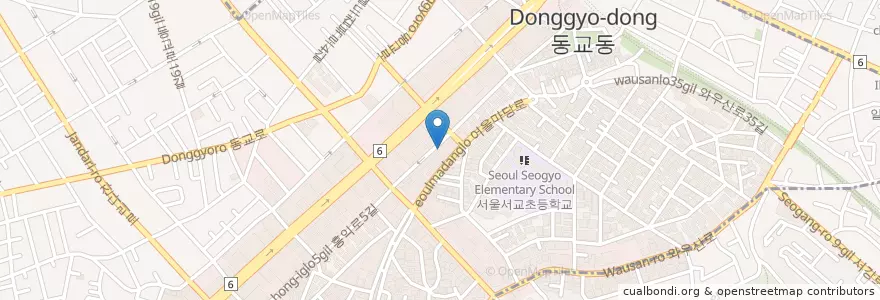 Mapa de ubicacion de 베스킨라빈스 홍대역점 en کره جنوبی, سئول, 마포구, 서교동.