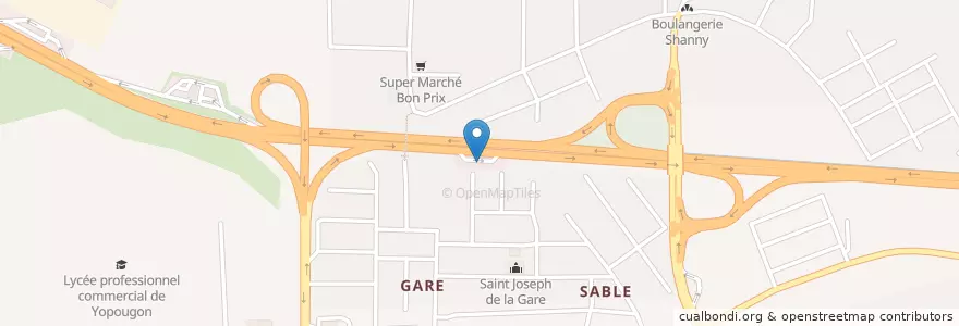 Mapa de ubicacion de Total Yop Pont piéton en Ivoorkust, Abidjan, Yopougon.