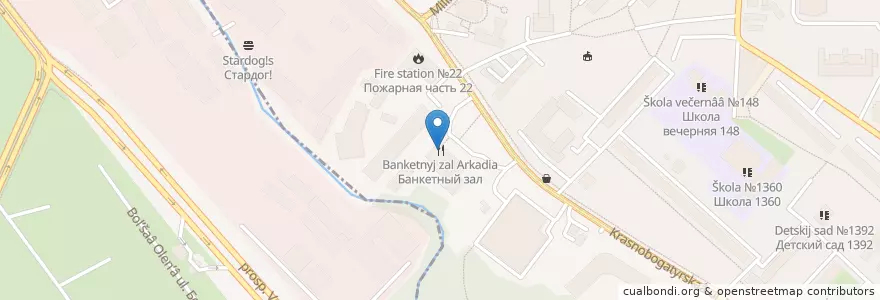 Mapa de ubicacion de Банкетный зал Arkadia en Russie, District Fédéral Central, Moscou, Восточный Административный Округ, Район Богородское.