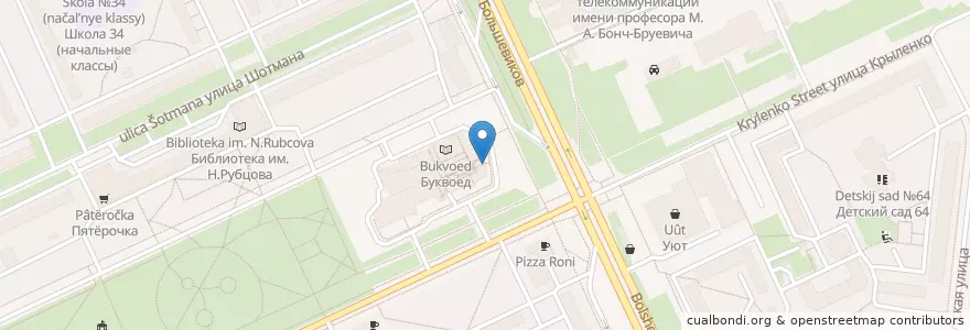 Mapa de ubicacion de Спасибо en Russia, Northwestern Federal District, Leningrad Oblast, Saint Petersburg, Nevsky District, Округ № 54.