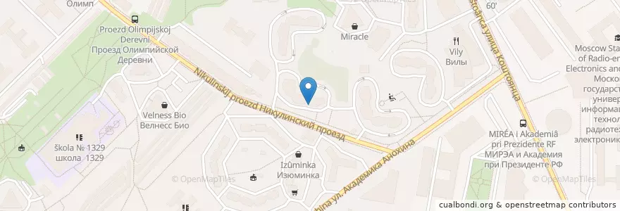 Mapa de ubicacion de МегаКлиник.ру en Rusland, Centraal Federaal District, Moskou, Западный Административный Округ, Район Тропарёво-Никулино.