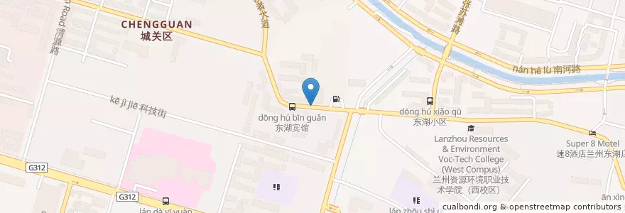 Mapa de ubicacion de 东湖加油 en Çin, Kansu, 兰州市 (Lanzhou), 城关区, 团结新村街道.