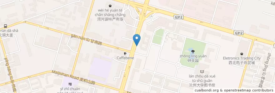 Mapa de ubicacion de 兰州大学 en Cina, Gansu, 兰州市 (Lanzhou), 城关区, 团结新村街道.